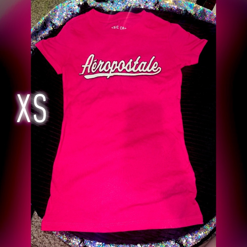 Aeropostale Hot Pink Logo Classic Crew T-Shirt